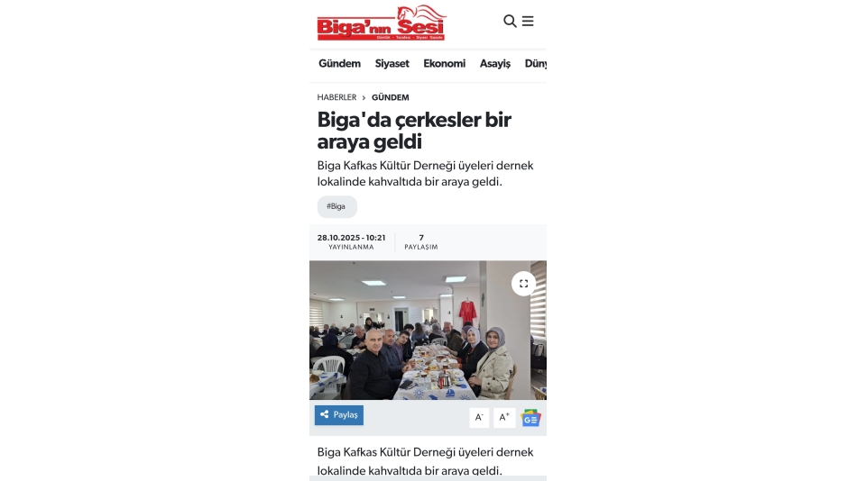 Biga'da Çerkesler bir araya geldi.